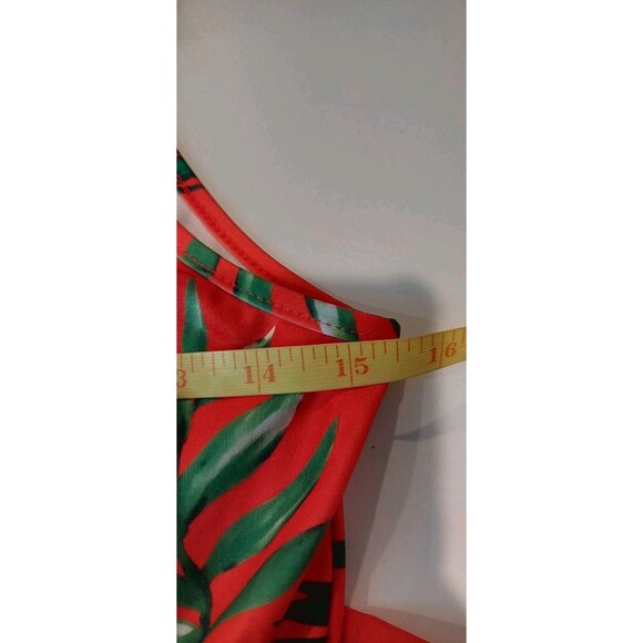 Swimsuit Dress One Piece Red Tropical Beach Vacation Vibes Women's Size Small - Picture 12 of 14